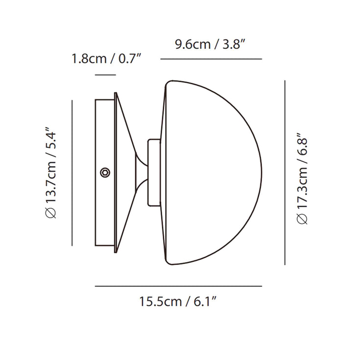 Pensee LED Wall Lamp - line drawing.