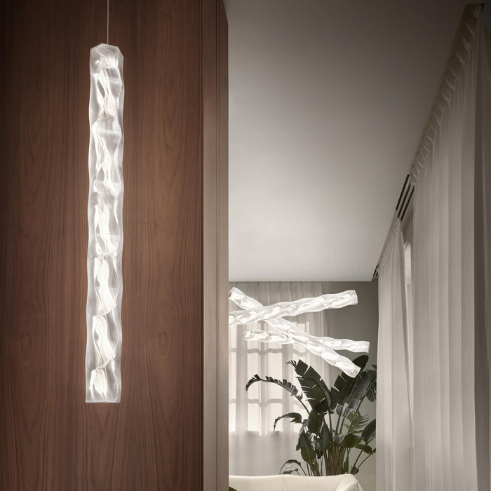 Hugo Vertical LED Pendant Light in living room.