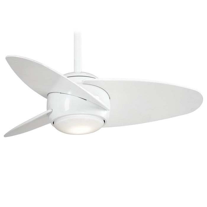 Slant LED Ceiling Fan in White.