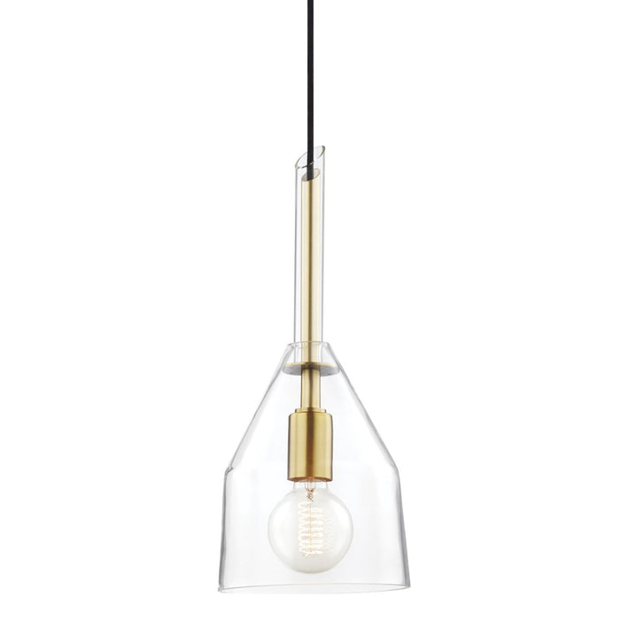 Sloan Pendant Light in Clear and Brass.