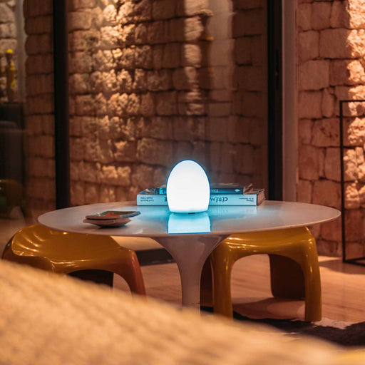Point Bluetooth Outdoor LED Table Lamp in living room.