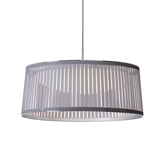 Solis LED Drum Pendant Light in Silver/Large.