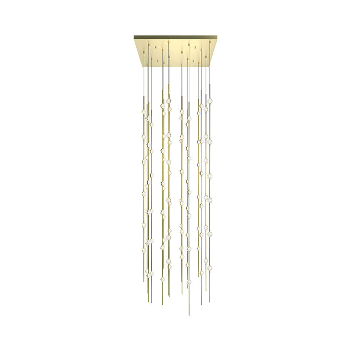 Constellation® Andromeda Square LED Pendant Light in Clear/Satin Brass.