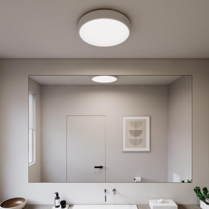Pi LED Flush Mount Ceiling Light in bath room.