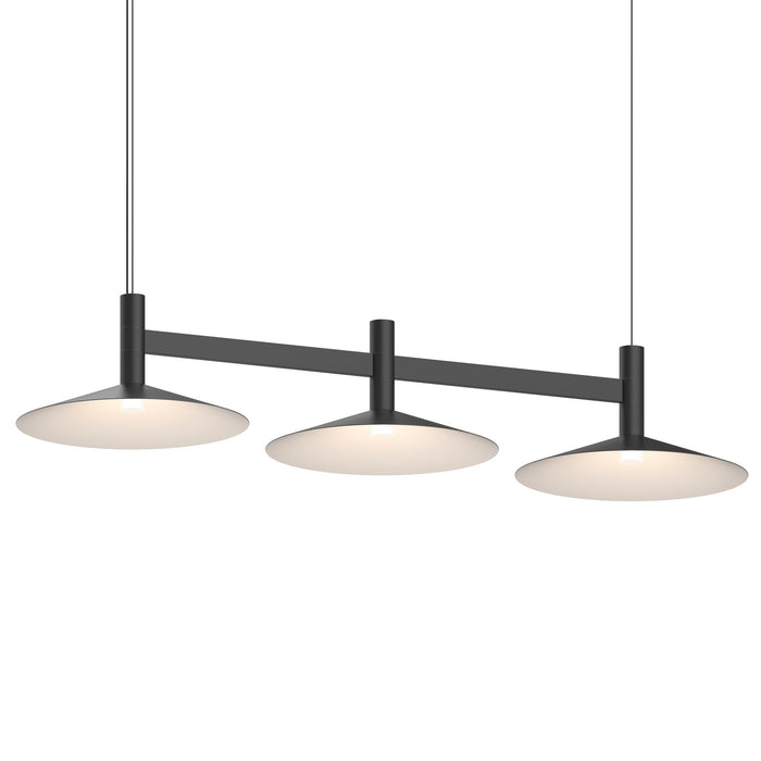 Systema Staccato™ LED Multi Light Pendant Light in Satin Black (3-Light/Shallow Cone Shade).