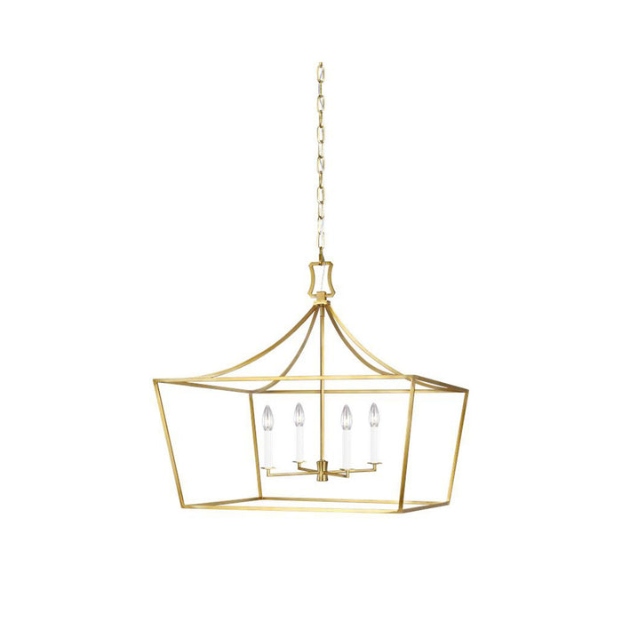 Southold Linear Chandelier in 4-Light/Burnished Brass.