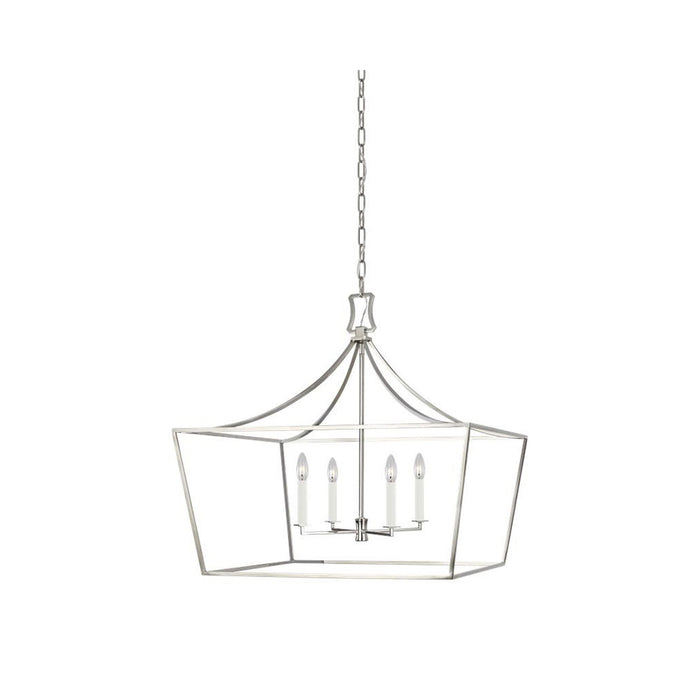Southold Linear Chandelier in 4-Light/Polished Nickel.