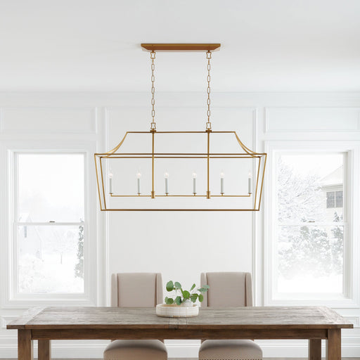 Southold Linear Chandelier in dining room.