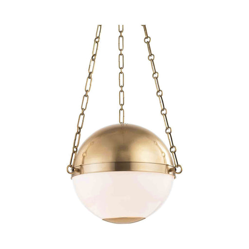 Sphere No.2 Pendant Light in Aged Brass.