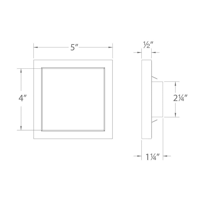 Square LED Ceiling/Wall Light - line drawing.