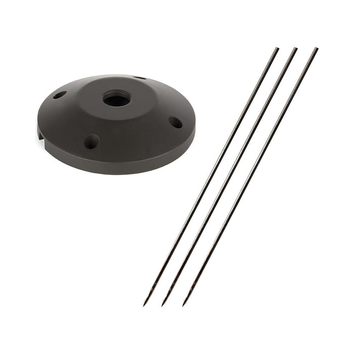 Surface Mount Flange / Stake Landscape Accessory in Black on Aluminum.