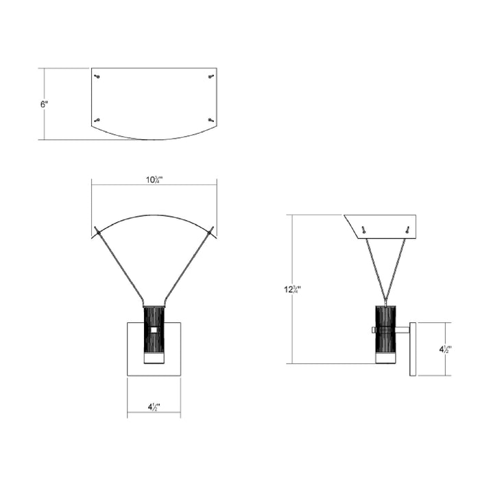 Suspenders® Standard Single LED Wall Light - line drawing.