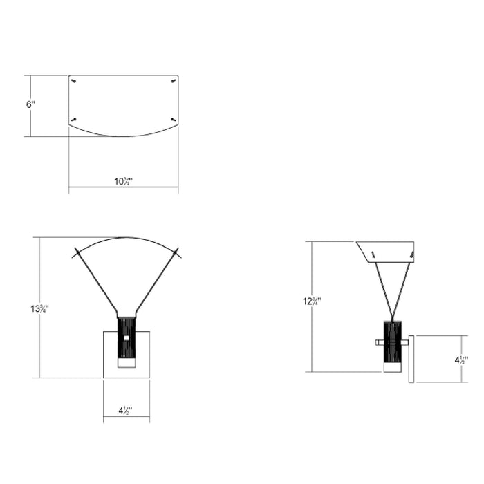 Suspenders® Standard Single LED Wall Light - line drawing.