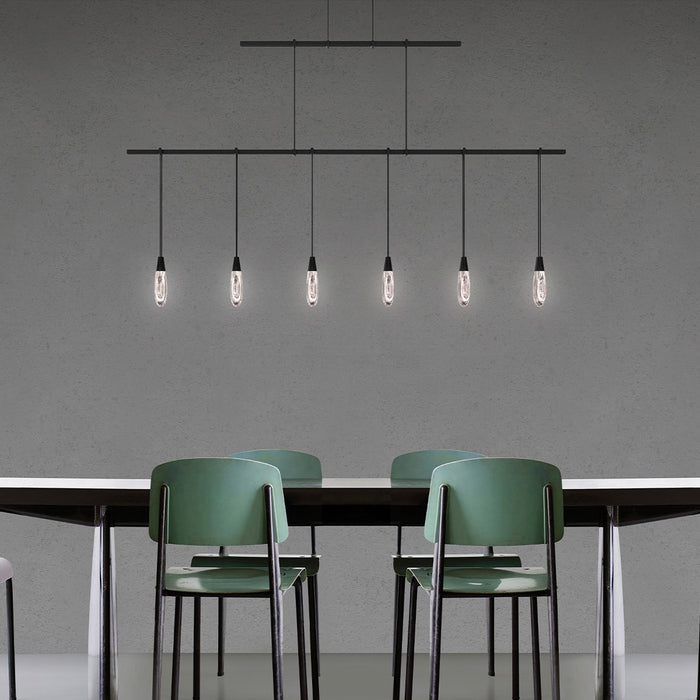 Suspenders® Tier Linear LED Pendant Light in dining room.