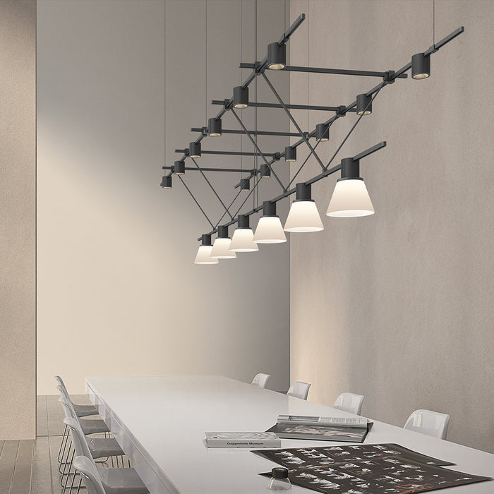 Suspenders® Triangle Truss Linear LED Suspension Light in office.