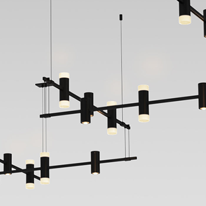 Suspenders® Zig Zag LED Pendant Light with Double Ended Cylinders in Detail.