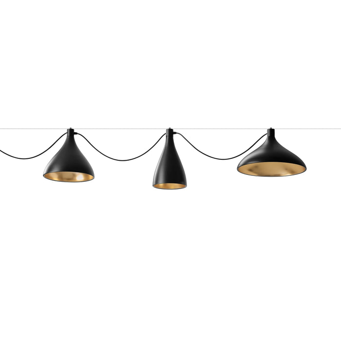 Swell LED String Mixed Pendant Light in Black/Brass (Large).