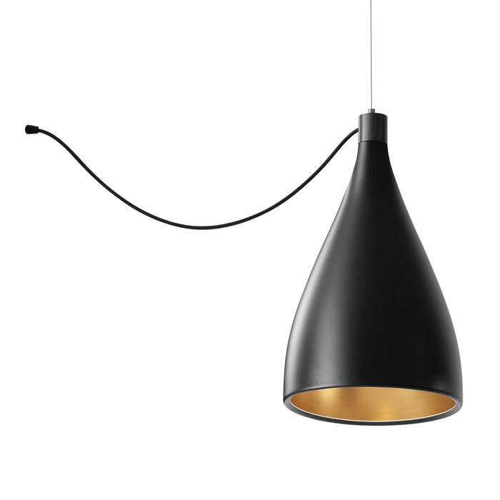 Swell LED String Pendant Light in Black/Brass (XL Narrow).