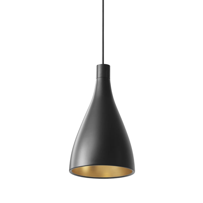Swell LED Pendant Light in Black and Brass.
