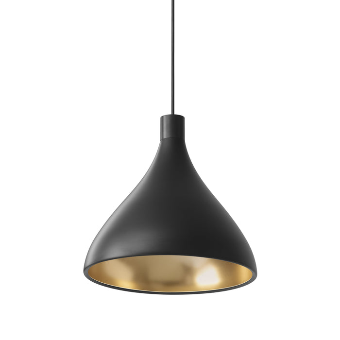 Swell LED Pendant Light in Black/Brass/Medium.