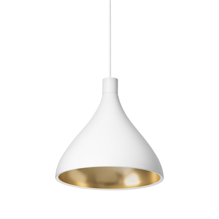 Swell LED Pendant Light in White/Brass/Medium.