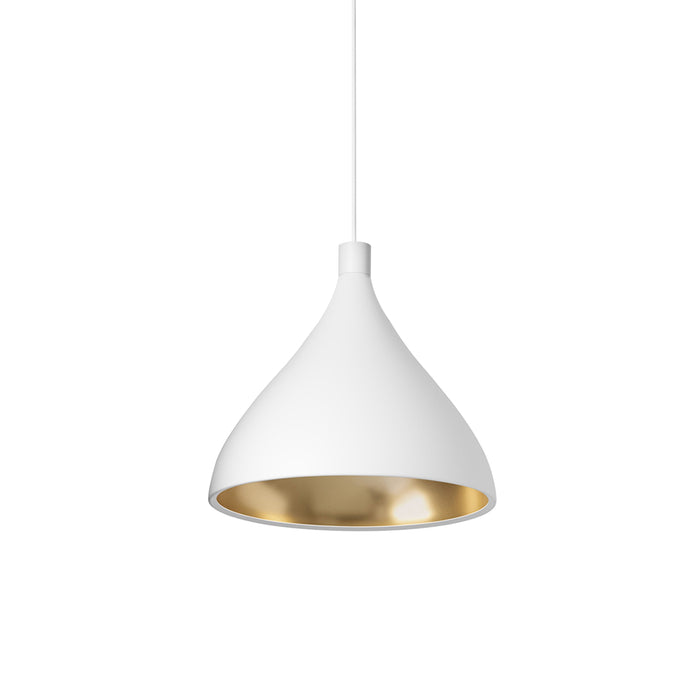 Swell LED Pendant Light in White/Brass/XL Medium.