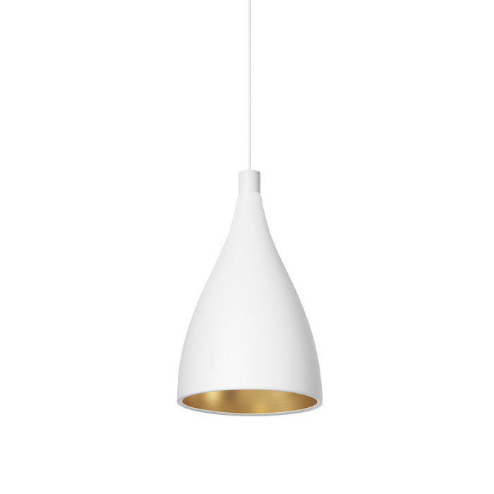 Swell LED Pendant Light in White/Brass/XL Narrow.