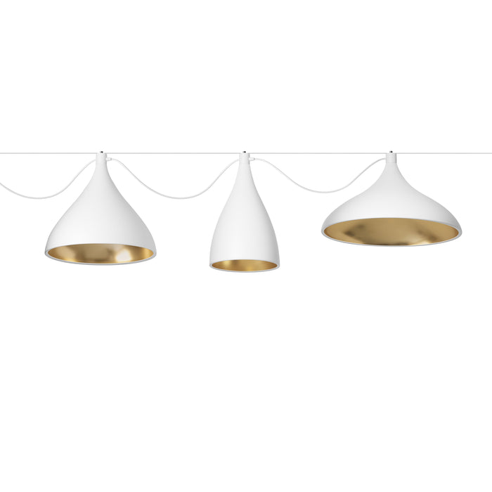 Swell LED String Mixed Pendant Light in White/Brass.