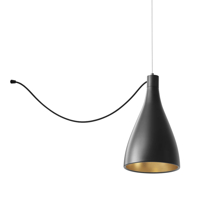 Swell LED String Pendant Light in Black/Brass (Narrow).