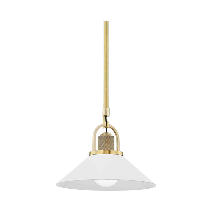Syosset Pendant Light in Small/Aged Brass/White.