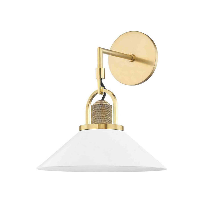 Syosset Wall Light in Aged Brass/White.