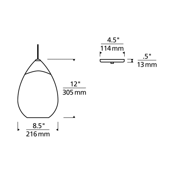 Alina Grande Pendant Light - line drawing.