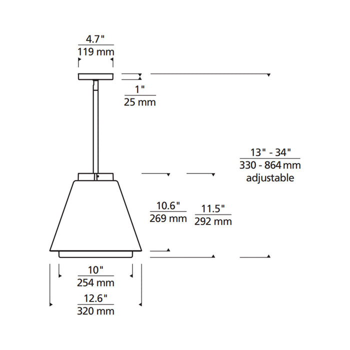 Bowman 12/18 Outdoor LED Pendant Light - line drawing.