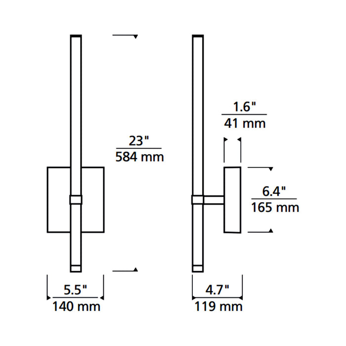 Filo 23 Outdoor LED Wall Light - line drawing.