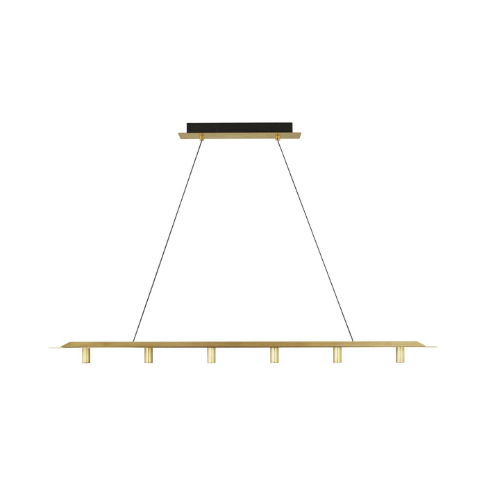 Ponte LED Linear Pendant Light in Natural Brass.
