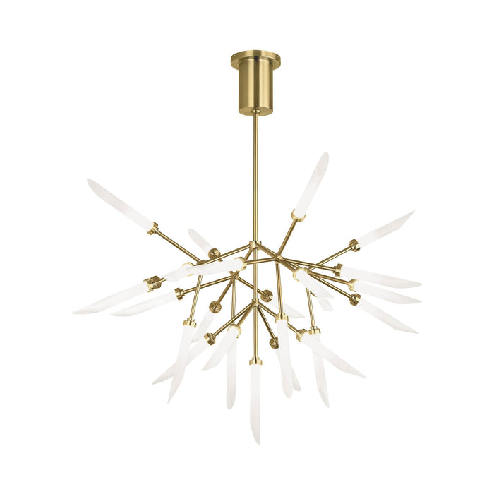 Spur LED Chandelier in Aged Brass.