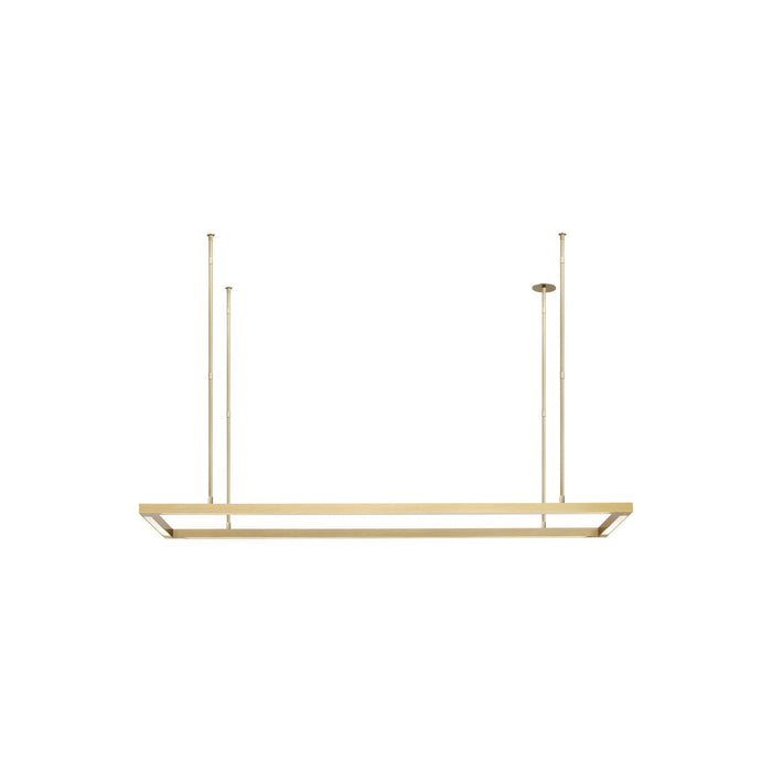 Stagger Halo LED Linear Pendant Light in Natural Brass (50-Inch/Down).