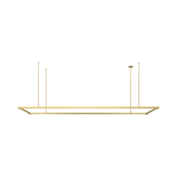 Stagger Halo LED Linear Pendant Light in Natural Brass (84-Inch/Down).