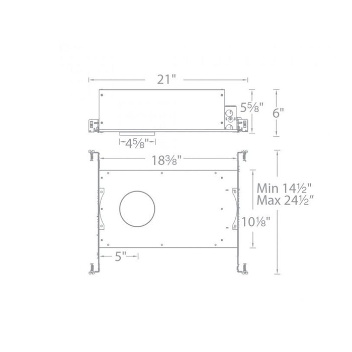 Tesla 3.5 Inch LED New Construction Recessed Housing - line drawing.