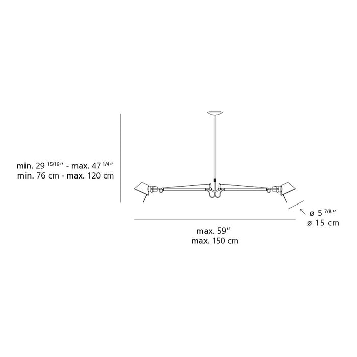 Tolomeo Double Suspension Light - line drawing.