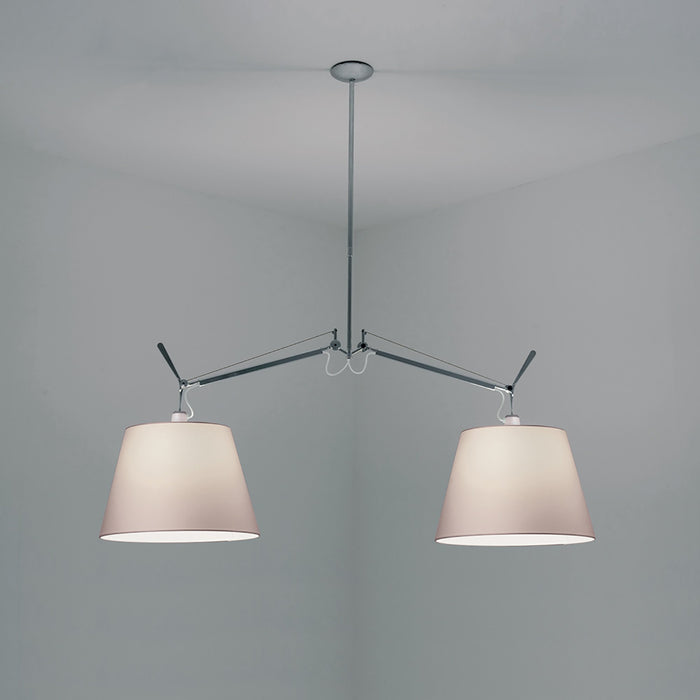 Tolomeo Double Shade Suspension Light in Parchment/Medium.