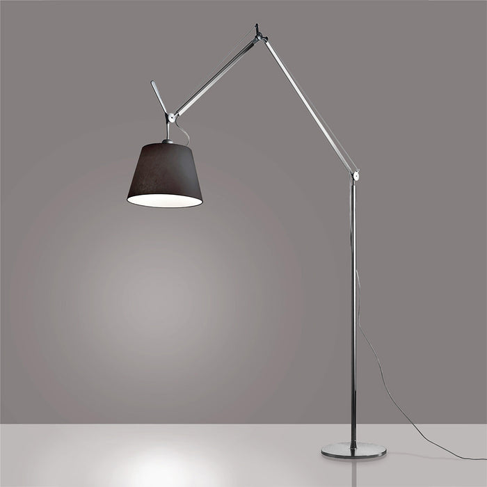 Tolomeo Mega Floor Lamp in Aluminum/Black/E26/A19 (14-Inch Shade).