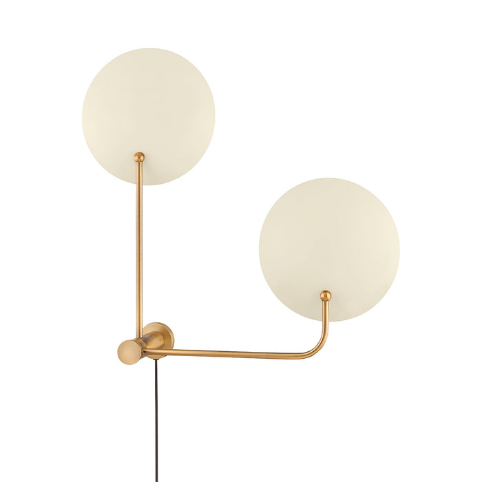 Leif Plug-In Wall Light in Patina Brass/Soft Sand (2-Light).