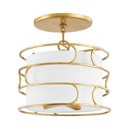 Reedley Semi Flush Mount Ceiling Light in Vintage Gold Leaf.