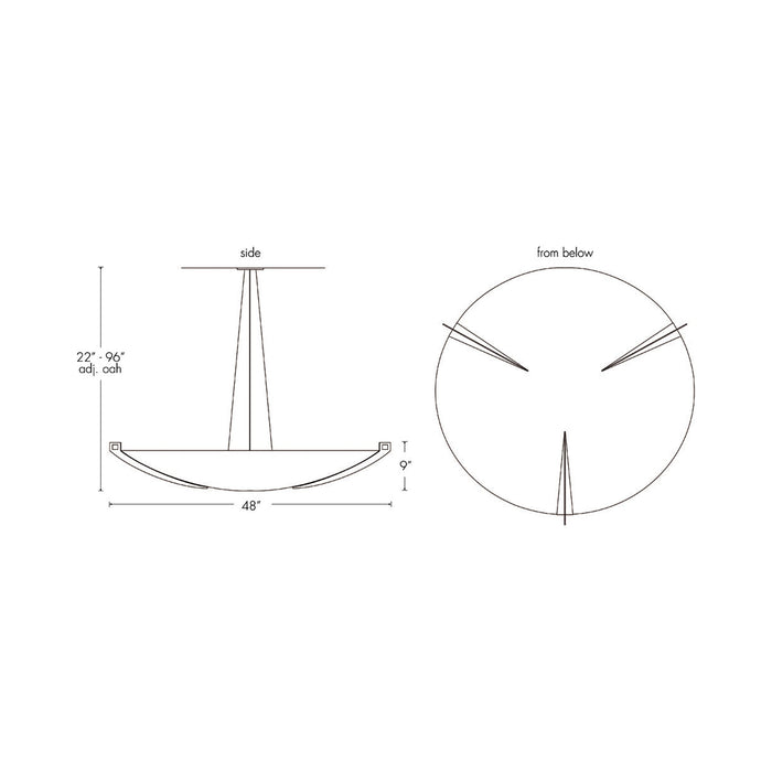 Compass LED Pendant Light - line drawing.