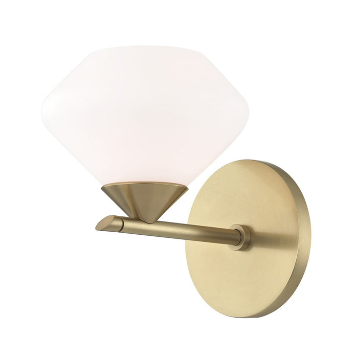 Valerie Bath Wall Light in White and Brass.