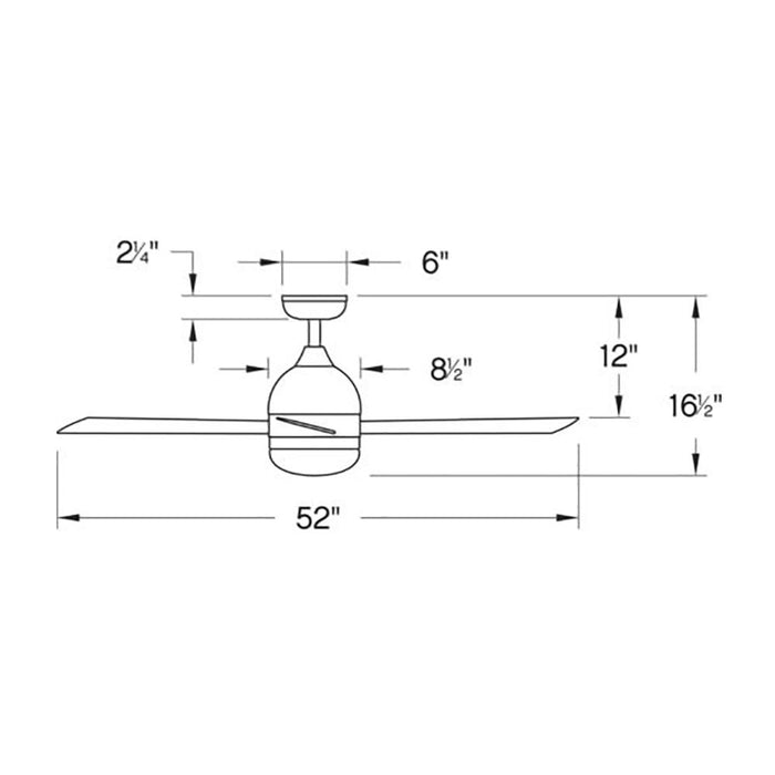 Verge LED Ceiling Fan - line drawing.