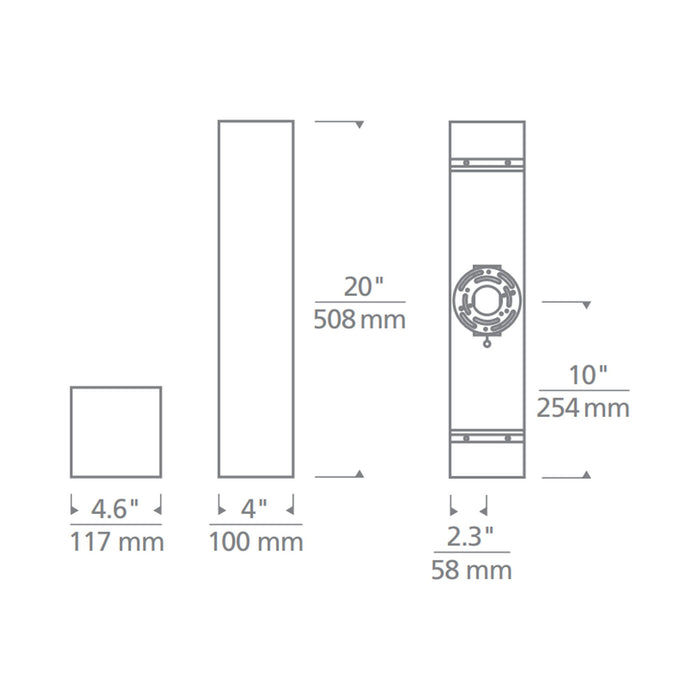 Vex Large Outdoor LED Wall Light - line drawing.