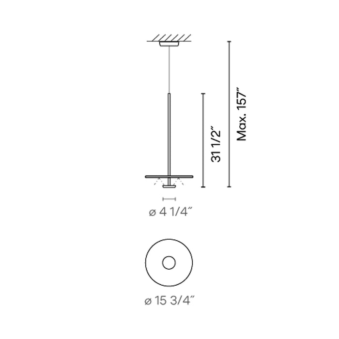 Flat LED Pendant Light - line drawing.