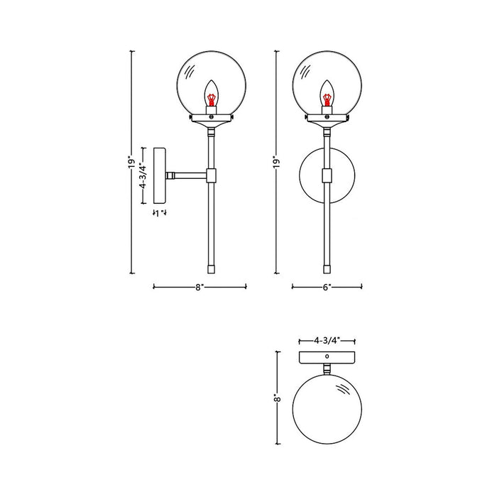 WS1110 Wall Light - line drawing.